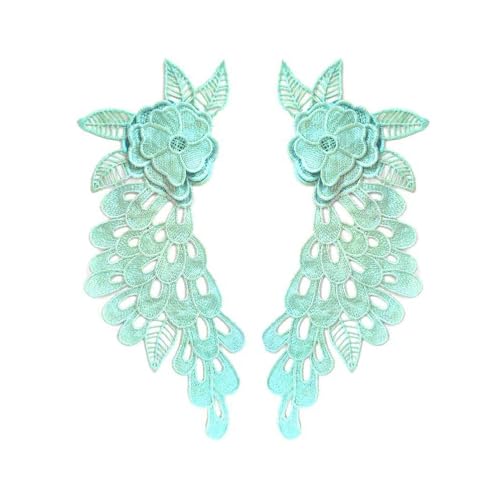 LYVQZPWLRStickpflaster, 1 Paar Stickerei Patches Spitze Motive Applikation Nähen auf Aufkleber Hochzeit Kleid Zubehör Kragen(Aqua) von LYVQZPWLR