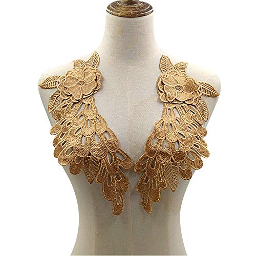 LYVQZPWLRStickpflaster, 1 Paar Stickerei Patches Spitze Motive Applikation Nähen auf Aufkleber Hochzeit Kleid Zubehör Kragen(Color B) von LYVQZPWLR