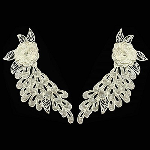 LYVQZPWLRStickpflaster, 1 Paar Stickerei Patches Spitze Motive Applikation Nähen auf Aufkleber Hochzeit Kleid Zubehör Kragen(Color C) von LYVQZPWLR