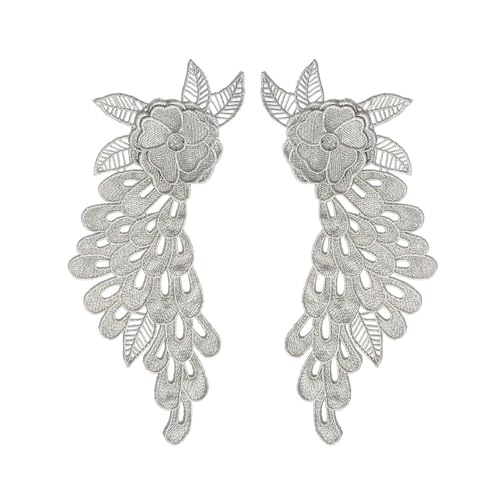 LYVQZPWLRStickpflaster, 1 Paar Stickerei Patches Spitze Motive Applikation Nähen auf Aufkleber Hochzeit Kleid Zubehör Kragen(Grijs) von LYVQZPWLR