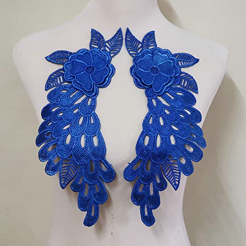 LYVQZPWLRStickpflaster, 1 Paar Stickerei Patches Spitze Motive Applikation Nähen auf Aufkleber Hochzeit Kleid Zubehör Kragen(Royal blue) von LYVQZPWLR