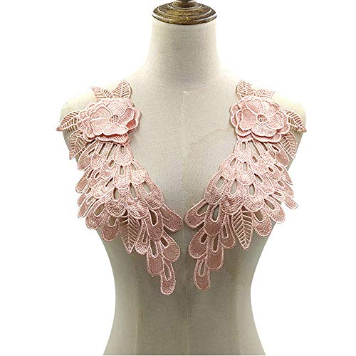 LYVQZPWLRStickpflaster, 1 Paar Stickerei Patches Spitze Motive Applikation Nähen auf Aufkleber Hochzeit Kleid Zubehör Kragen(Roze) von LYVQZPWLR