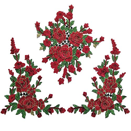 LYVQZPWLRStickpflaster, 1 Set/Große bestickte Pfingstrosenblumen Spitzenaufnäher Applikation Dreidimensionaler Kleidungsstückstoff DIY Zubehör Nähen(Color D) von LYVQZPWLR