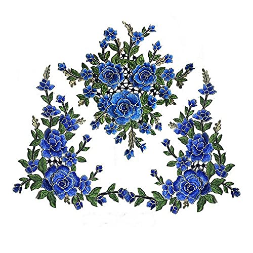 LYVQZPWLRStickpflaster, 1 Set/Große bestickte Pfingstrosenblumen Spitzenaufnäher Applikation Dreidimensionaler Kleidungsstückstoff DIY Zubehör Nähen(Royal blue) von LYVQZPWLR