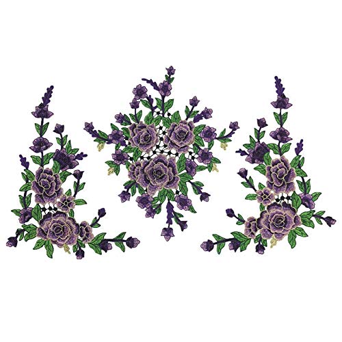LYVQZPWLRStickpflaster, 1 Set/Große bestickte Pfingstrosenblumen Spitzenaufnäher Applikation Dreidimensionaler Kleidungsstückstoff DIY Zubehör Nähen(Violet) von LYVQZPWLR