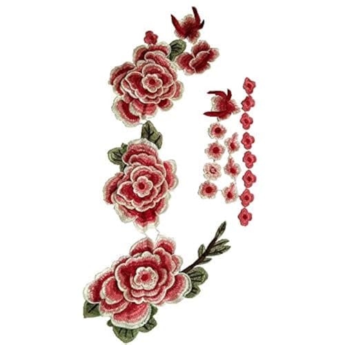 LYVQZPWLRStickpflaster, 1 Set große lange blaue Magnolienblüte florale Spitze Stoff Stickerei Trim Applikation Spitze Motiv Venise geprägte Patches(Color B) von LYVQZPWLR