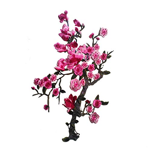 LYVQZPWLRStickpflaster, 1 Set große lange blaue Magnolienblüte florale Spitze Stoff Stickerei Trim Applikation Spitze Motiv Venise geprägte Patches(Color C) von LYVQZPWLR