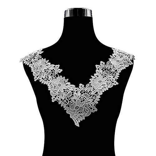 LYVQZPWLRStickpflaster, 1 Stück Rosa Lange Form Venise Spitze Stoff Kleid Applikation Bluse Nähen Borte DIY Ausschnitt Kragen Kostüm Dekoration Zubehör(Color D) von LYVQZPWLR