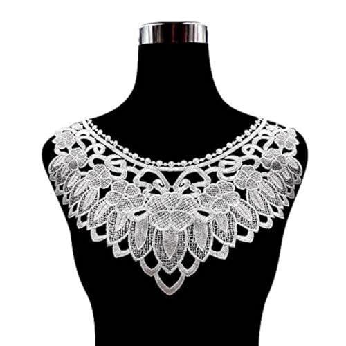 LYVQZPWLRStickpflaster, 1 Stück Rosa Lange Form Venise Spitze Stoff Kleid Applikation Bluse Nähen Borte DIY Ausschnitt Kragen Kostüm Dekoration Zubehör(Color E) von LYVQZPWLR