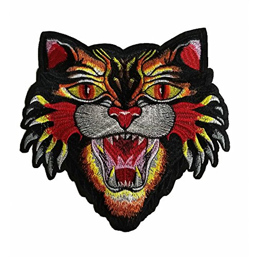 LYVQZPWLRStickpflaster, 1 stücke Farbe Bestickt Tiger Kopf Stoff Paste High-End-Aufkleber Bekleidungs ​​Zubehör Stickerei DIY Nähen Patch(Hot Cat) von LYVQZPWLR