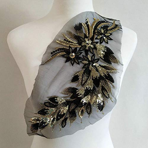 LYVQZPWLRStickpflaster, 1 x DIY-Aufnäher mit Spitzenpailletten.(Black) von LYVQZPWLR