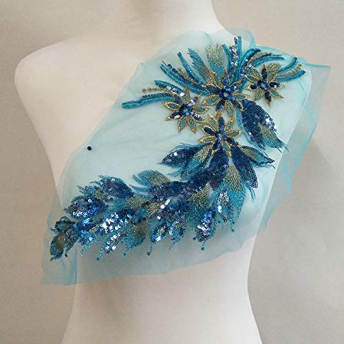 LYVQZPWLRStickpflaster, 1 x DIY-Aufnäher mit Spitzenpailletten.(Blu) von LYVQZPWLR