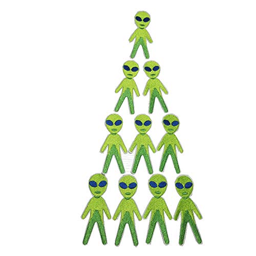 LYVQZPWLRStickpflaster, 10 Stück Stickerei Planet Alien Tuch Cartoon Mini Kapitel Stickerei DIY Patches Eisen Patch Kleidung Zubehör(Color F) von LYVQZPWLR