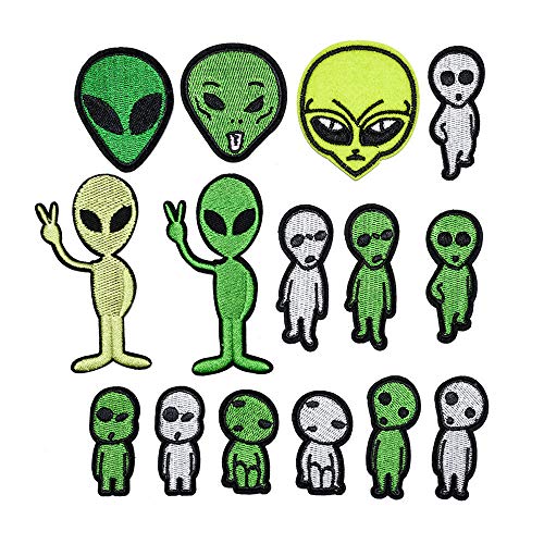 LYVQZPWLRStickpflaster, 10 Stück Stickerei Planet Alien Tuch Cartoon Mini Kapitel Stickerei DIY Patches Eisen Patch Kleidung Zubehör(Color G) von LYVQZPWLR