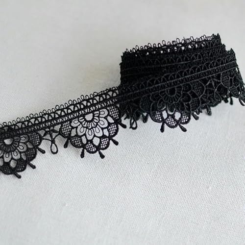 LYVQZPWLRStickpflaster, 3,5 cm breites, weiß-schwarzes Baumwollstoffband, wasserlösliche Stickerei, Spitze, Blumen, Besatz for Zuhause, Vorhänge, Kleidung, Nähdekor(Black) von LYVQZPWLR