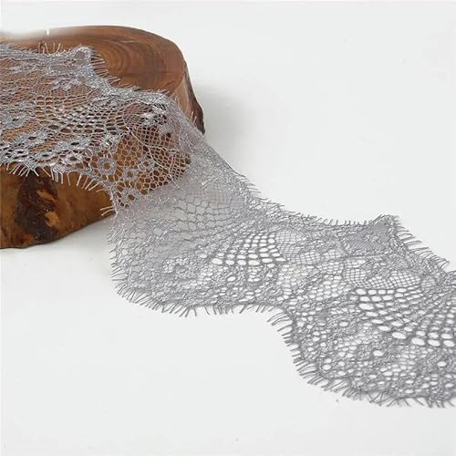 LYVQZPWLRStickpflaster, 3 Yards 9,5 cm Spitzenband gewellte Blumenstickerei handgemachte Elastizität Spitzenbesatz Verzierungen(Grijs) von LYVQZPWLR