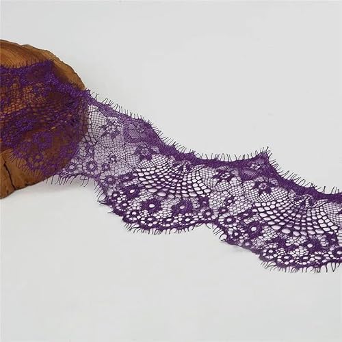 LYVQZPWLRStickpflaster, 3 Yards 9,5 cm Spitzenband gewellte Blumenstickerei handgemachte Elastizität Spitzenbesatz Verzierungen(Purple) von LYVQZPWLR