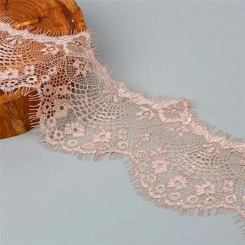 LYVQZPWLRStickpflaster, 3 Yards 9,5 cm Spitzenband gewellte Blumenstickerei handgemachte Elastizität Spitzenbesatz Verzierungen(Roze) von LYVQZPWLR