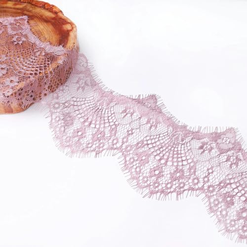LYVQZPWLRStickpflaster, 3 Yards 9,5 cm Spitzenband gewellte Blumenstickerei handgemachte Elastizität Spitzenbesatz Verzierungen(Violet) von LYVQZPWLR