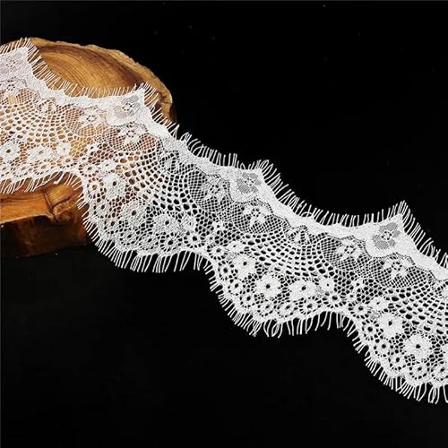 LYVQZPWLRStickpflaster, 3 Yards 9,5 cm Spitzenband gewellte Blumenstickerei handgemachte Elastizität Spitzenbesatz Verzierungen(White) von LYVQZPWLR