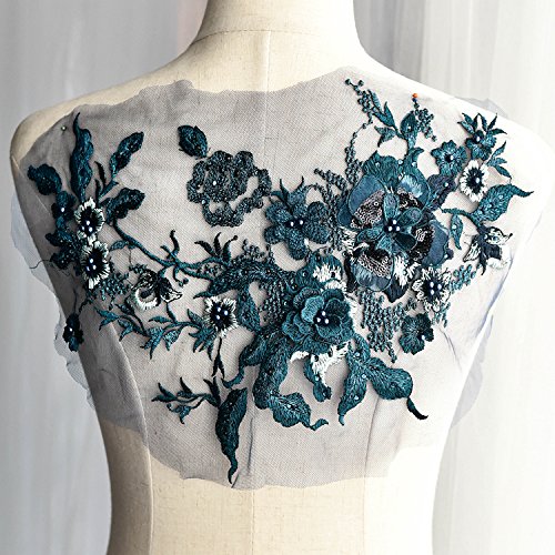 LYVQZPWLRStickpflaster, 3D-Stickerei-Patches, Nagelperlen, Tüll-Applikation, Blumen-Patch(Blu) von LYVQZPWLR