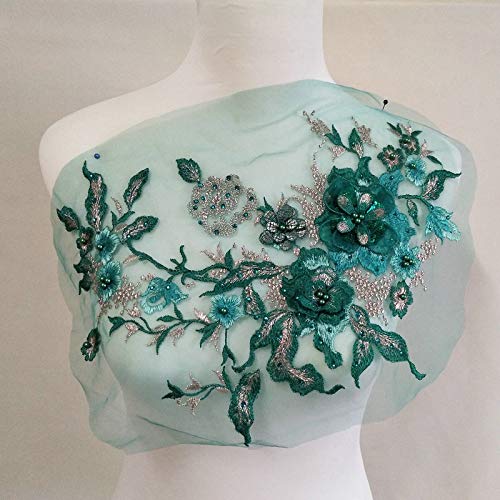 LYVQZPWLRStickpflaster, 3D-Stickerei-Patches, Nagelperlen, Tüll-Applikation, Blumen-Patch(Green) von LYVQZPWLR