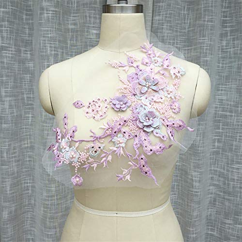 LYVQZPWLRStickpflaster, 3D-Stickerei-Patches, Nagelperlen, Tüll-Applikation, Blumen-Patch(Roze) von LYVQZPWLR