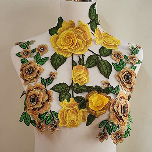 LYVQZPWLRStickpflaster, 4 Stück Stickerei Rose Blume Aufnäher Aufnäher Kleid Hut Tasche Jeans Applikation Basteln Kleidung Zubehör DIY(Oranje) von LYVQZPWLR