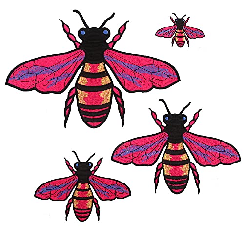 LYVQZPWLRStickpflaster, 5 Stück farbige Pailletten-Stickerei-Stoffpaste, Insekten-Serie, Bienen-/Käfer-Muster, Mantel-Patch, Bekleidungszubehör, Perlen-Stoffpaste(Gold) von LYVQZPWLR