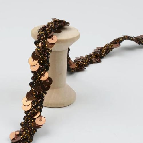 LYVQZPWLRStickpflaster, 5 Yards 15 mm Pailletten-Spitzenband(Coffee) von LYVQZPWLR