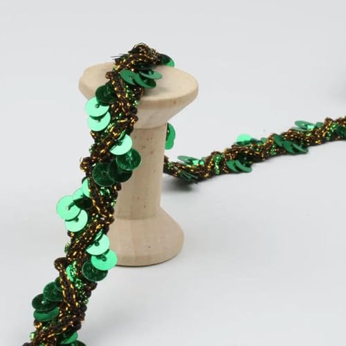 LYVQZPWLRStickpflaster, 5 Yards 15 mm Pailletten-Spitzenband(Green) von LYVQZPWLR