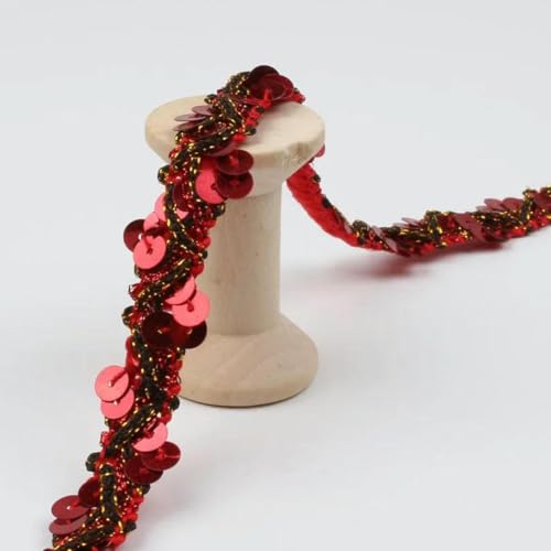 LYVQZPWLRStickpflaster, 5 Yards 15 mm Pailletten-Spitzenband(Rosso) von LYVQZPWLR