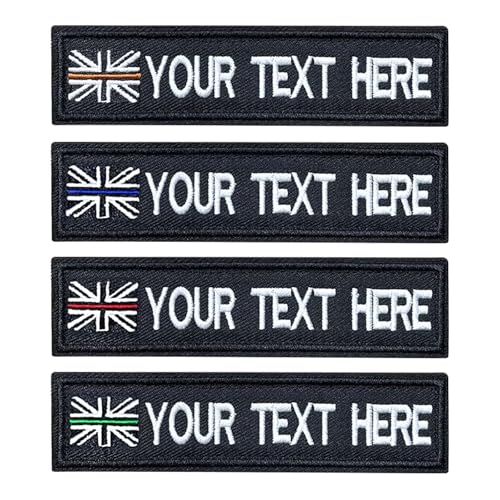 LYVQZPWLRStickpflaster, Benutzerdefinierte Namenspatches, 2 Stück personalisierter Militär-Namenspatch, Stickerei, britische Flagge, Name, taktisches Tag(Blu) von LYVQZPWLR