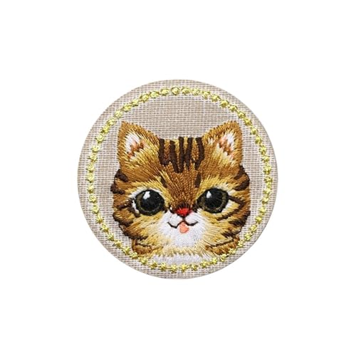 LYVQZPWLRStickpflaster, Bestickter Aufnäher, 3 Stück, süße Katze, Panda, Kaninchen, Aufnäher, Eisen-Emblem, Stickerei, 4,3 x 4,3 cm(Cat) von LYVQZPWLR