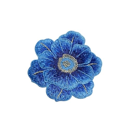 LYVQZPWLRStickpflaster, Bestickter Aufnäher, 6 Stück, bestickte Reparatur-Blumenflicken, 7,4 cm x 7 cm, for Taschen, Jacken, Jeans, weiche Aufnäher, DIY-Kleidungsaufkleber(Blu) von LYVQZPWLR
