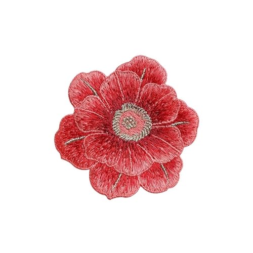LYVQZPWLRStickpflaster, Bestickter Aufnäher, 6 Stück, bestickte Reparatur-Blumenflicken, 7,4 cm x 7 cm, for Taschen, Jacken, Jeans, weiche Aufnäher, DIY-Kleidungsaufkleber(Rosso) von LYVQZPWLR