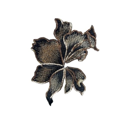 LYVQZPWLRStickpflaster, Bestickter Patch, 2 Stück, Blumenstreifen, Stickerei, 19 cm x 14 cm, Pailletten-Organza-Patches(Black) von LYVQZPWLR