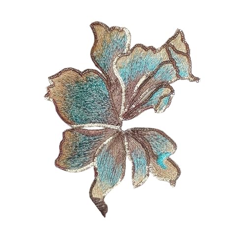 LYVQZPWLRStickpflaster, Bestickter Patch, 2 Stück, Blumenstreifen, Stickerei, 19 cm x 14 cm, Pailletten-Organza-Patches(Turquoise) von LYVQZPWLR