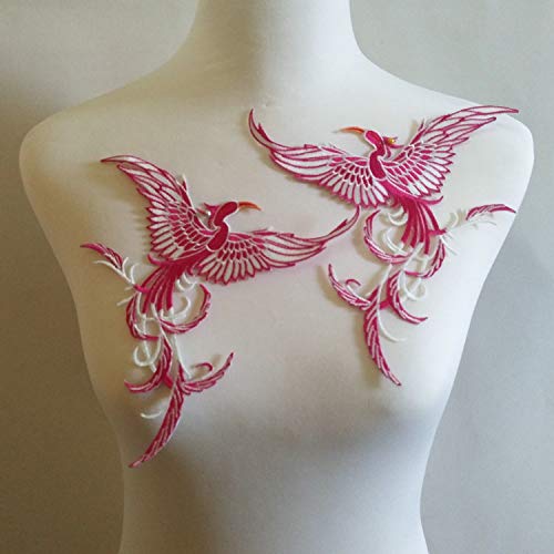 LYVQZPWLRStickpflaster, Fenghuang Vogel-Stickerei-Aufnäher for Aufbügeln im antiken Stil und berühmten ethnischen Stil, for Nähen, dekorative Stickerei, DIY-Artikel(Roze) von LYVQZPWLR