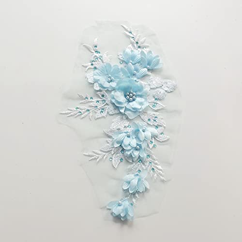 LYVQZPWLRStickpflaster, Gestickte Patches Nagelperlen Tüll Applikation Blumen Patch(Blu) von LYVQZPWLR