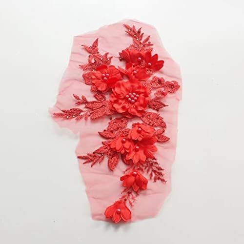LYVQZPWLRStickpflaster, Gestickte Patches Nagelperlen Tüll Applikation Blumen Patch(Rosso) von LYVQZPWLR