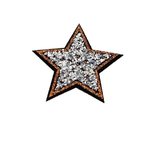 LYVQZPWLRStickpflaster, Gestickter Aufnäher, 10 Stück, 4 cm, rosarot, glitzernde Stern-Aufnäher(10pcs-star 2) von LYVQZPWLR