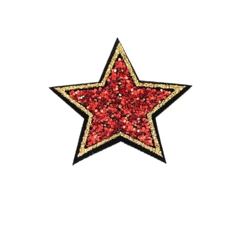 LYVQZPWLRStickpflaster, Gestickter Aufnäher, 10 Stück, 4 cm, rosarot, glitzernde Stern-Aufnäher(10pcs-star 4) von LYVQZPWLR