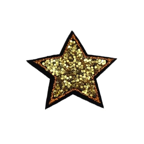 LYVQZPWLRStickpflaster, Gestickter Aufnäher, 10 Stück, 4 cm, rosarot, glitzernde Stern-Aufnäher(10pcs-star 5) von LYVQZPWLR