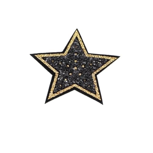 LYVQZPWLRStickpflaster, Gestickter Aufnäher, 10 Stück, 4 cm, rosarot, glitzernde Stern-Aufnäher(10pcs-star 6) von LYVQZPWLR