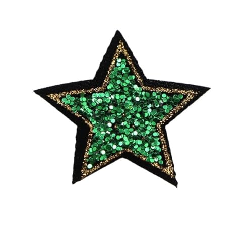 LYVQZPWLRStickpflaster, Gestickter Aufnäher, 10 Stück, 4 cm, rosarot, glitzernde Stern-Aufnäher(10pcs-star 7) von LYVQZPWLR