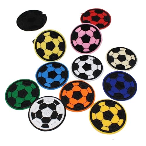 LYVQZPWLRStickpflaster, Gestickter Aufnäher, 12 Stück zufällig ausgewählte bestickte Fußball-Aufnäher(Mix Color 58mm) von LYVQZPWLR