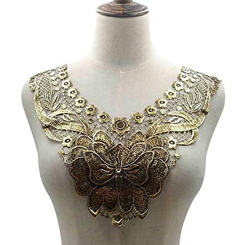 LYVQZPWLRStickpflaster, Goldene bestickte Spitzenkragen-Ausschnitt-Venis-Applikation, Stickerei, Nähen auf Patches, Nähen von Stoffzubehör, 1 Stück(Color G) von LYVQZPWLR