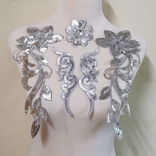 LYVQZPWLRStickpflaster, Paillettenbesetzte Blumenbesätze, große Größe, for Aufbügeln, applizierte Blumenflicken, 40 x 26 cm(Gold) von LYVQZPWLR