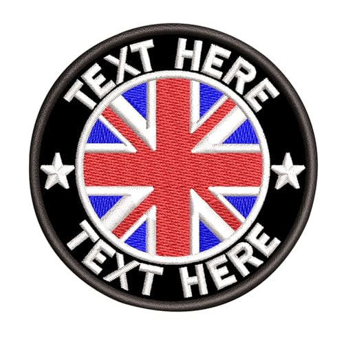 LYVQZPWLRStickpflaster, Personalisierte Namenspatches, 2 Stück bestickte Militärpatches mit britischer Flagge, 3 Zoll personalisierter taktischer Patch mit Haken und Schlaufe LYVQZPWLRStickpflaster, Personalisierte Namenspatches, 2 Stück bestickte Militärpatches mit britischer Flagge, 3 Zoll personalisierter taktischer Patch mit Haken und Schlaufe von LYVQZPWLR